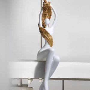 Statue féminine design en résine, couleur blanche