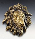 Détail de la statue murale lion design contemporain