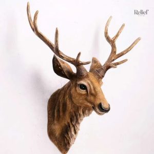 Statue murale de tête de cerf 45 cm en décoration intérieure