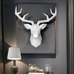 Statue murale en papier origami de tête de cerf blanche 28 cm