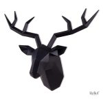 Statue murale tête de cerf origami noir 28 cm