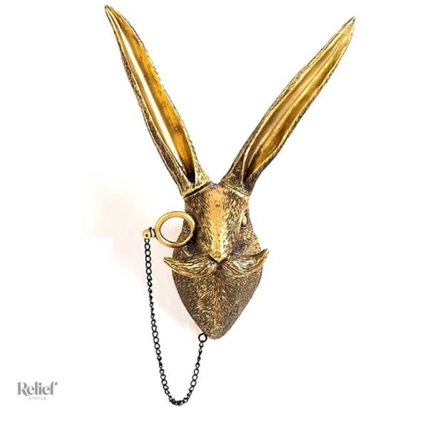 statue-murale-tete-de-lapin-doree-26-cm-1 Statue murale tête de lapin dorée 26 cm en décoration animale