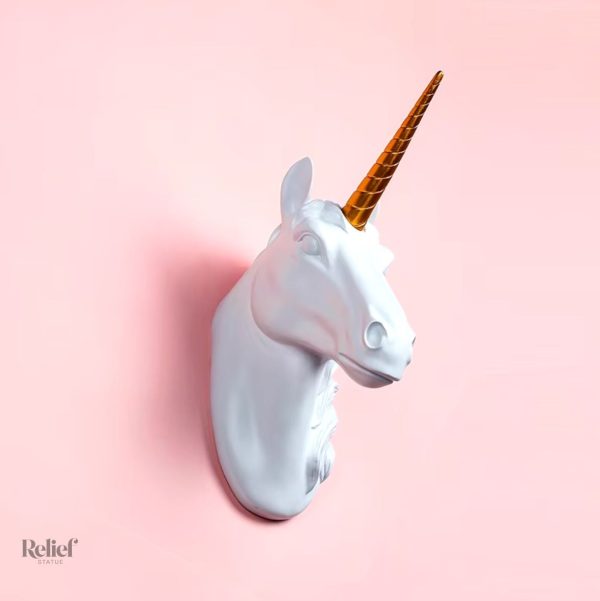 Sculpture murale licorne en résine, 33 cm de hauteur