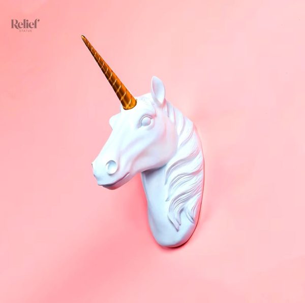 Décoration murale magique, tête de licorne 33 cm