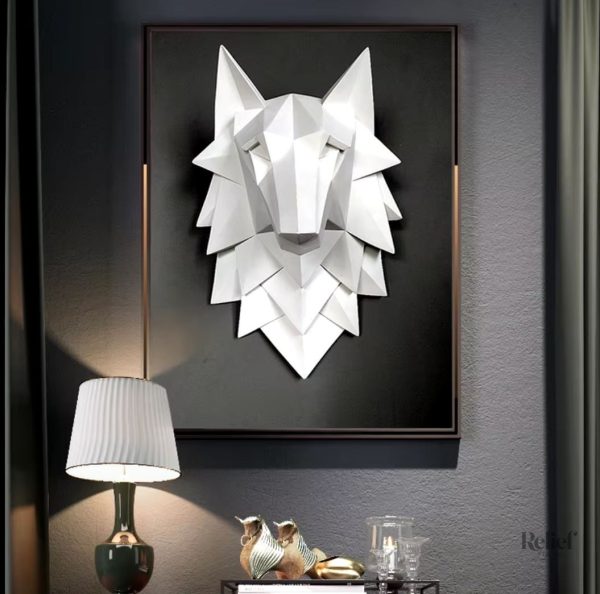 statue-murale-tete-de-loup-blanc-35-cm-1 Statue murale tête de loup blanc 35 cm pour décoration intérieure