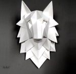 Décoration murale représentant un loup blanc en style moderne