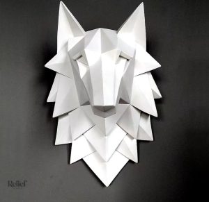 Décoration murale représentant un loup blanc en style moderne
