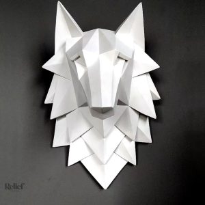 Décoration murale représentant un loup blanc en style moderne