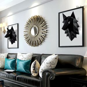 Tête de loup noire 35 cm pour une décoration murale originale