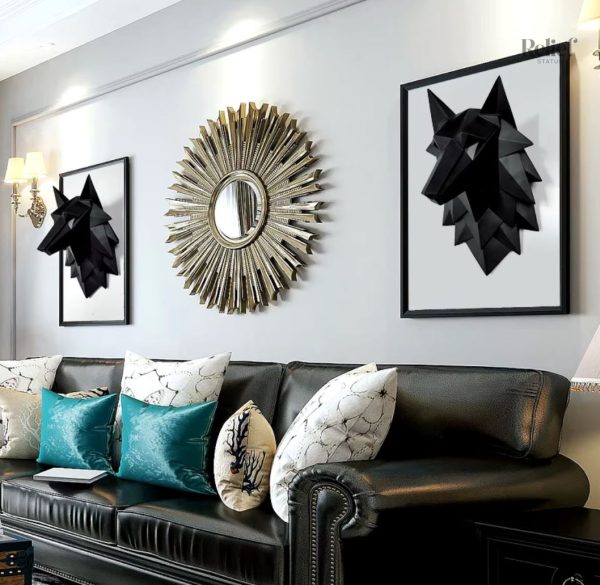 Tête de loup noire 35 cm pour une décoration murale originale