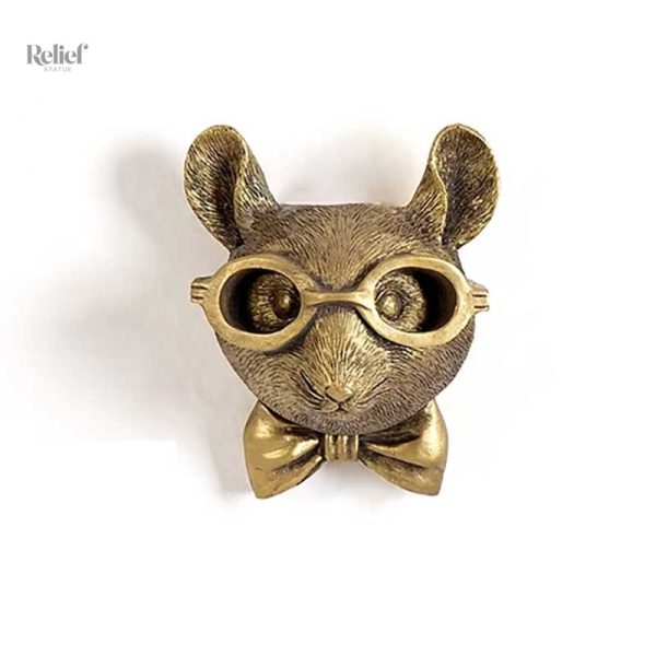 statue-murale-tete-de-souris-doree-11-cm-1 Statue murale tête de souris dorée 11 cm