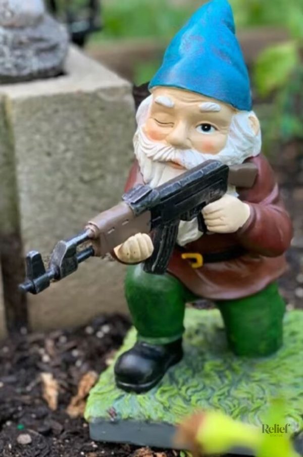 Nain de jardin armé, décoration extérieure en résine, 11 cm