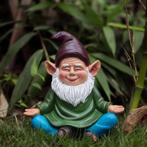 Nain de jardin en méditation, statue décorative 15 cm