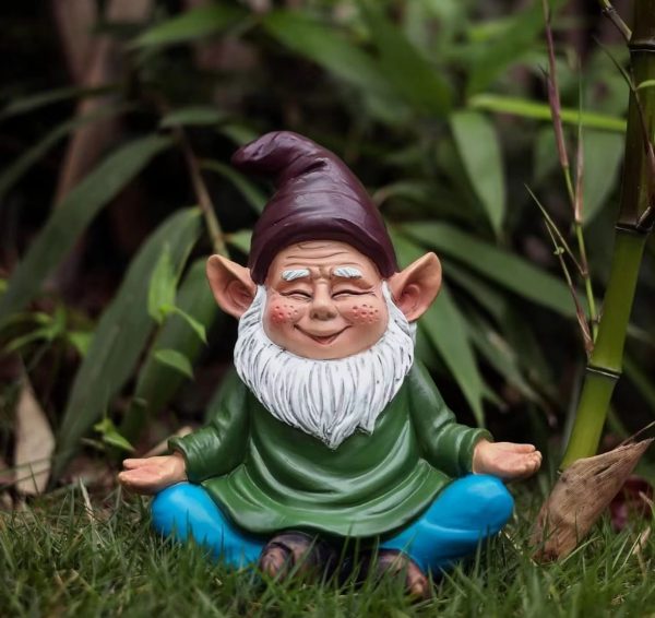 Nain de jardin en méditation, statue décorative 15 cm