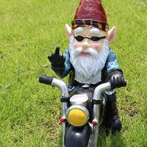 Statue nain de jardin motard 15 cm, décor original pour extérieur