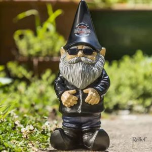 Nain de jardin homme motard décoratif pour extérieur
