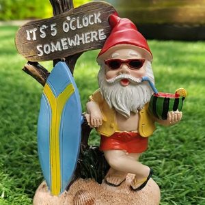 Statue nain de jardin surfeur 14 cm