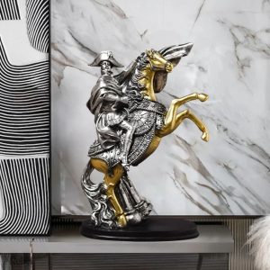 Statue Napoléon à cheval argenté 28 cm