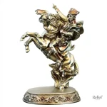 Figurine Napoléon équestre finition argentée, 33 cm