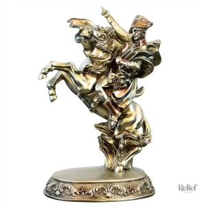 Figurine Napoléon équestre finition argentée, 33 cm