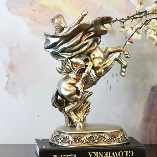 Statue équestre Napoléon, couleur argent, 33 cm