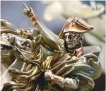 Figurine de Napoléon à cheval, 33 cm, style argenté