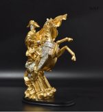 Figurine Napoléon équestre en métal doré, 28 cm