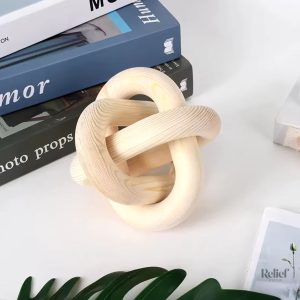 Statue décorative en bois, motif noeud, style scandinave