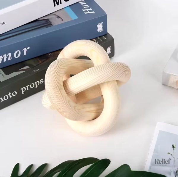 Statue décorative en bois, motif noeud, style scandinave