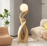 Statue abstraite nordique jaune 82 cm en design scandinave