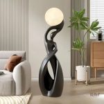 Statue abstraite nordique noire de 82 cm