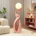 Statue abstraite rose design nordique 82 cm