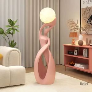 Statue abstraite rose design nordique 82 cm