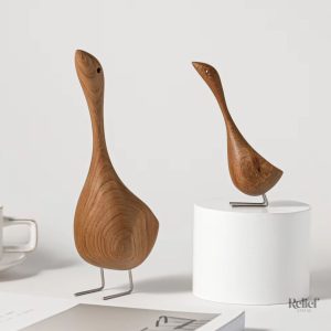 Oie en bois 13 cm, article décoratif nordique, style minimaliste