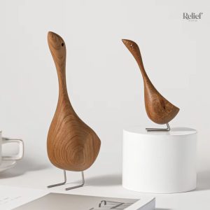 Oie en bois 20 cm, sculpture décorative pour ambiance scandinave