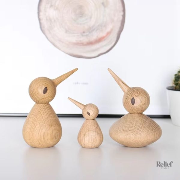 Décoration oiseau en bois, 10 cm, design nordique élégant