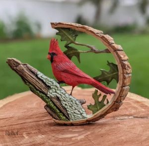 Statue décorative oiseau cardinal, 20 cm en résine