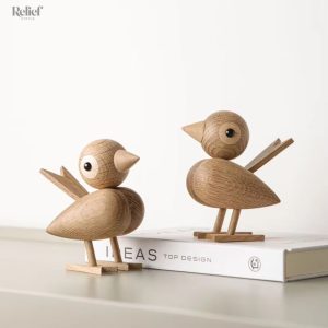 Décoration en bois chêne clair, oiseau stylisé