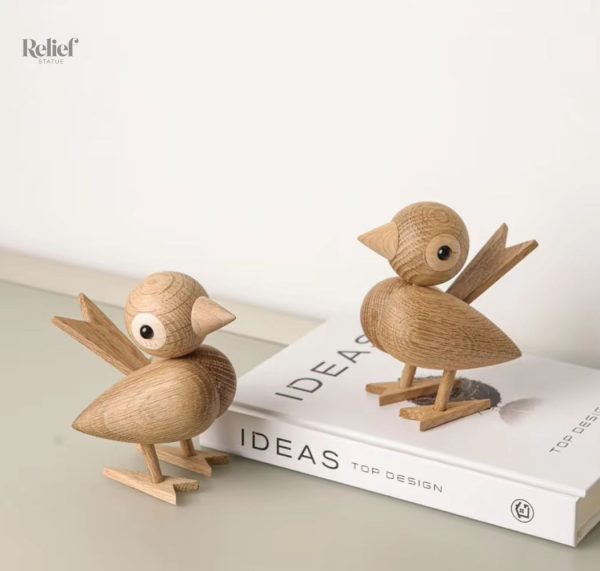 Oiseau en bois 12 cm, design scandinave