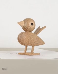 Statue décorative oiseau, style nordique en bois