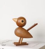 Statue Oiseau en Bois Nordique 12 cm - Chêne Foncé