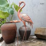 Statue oiseau grue en métal 106 cm