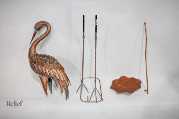 Oiseau décoratif en métal, grue de 106 cm