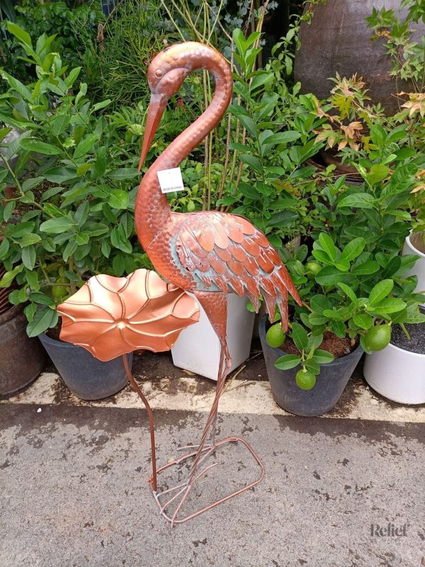 Grue en métal décorative 106 cm pour jardin