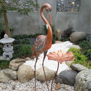 Statue grue élégante en métal, 106 cm