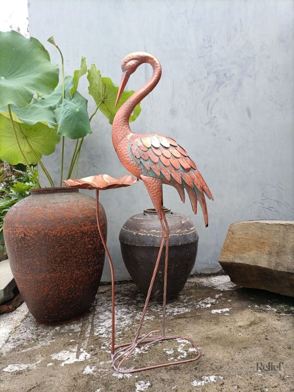 Oiseau grue en métal pour décoration extérieure