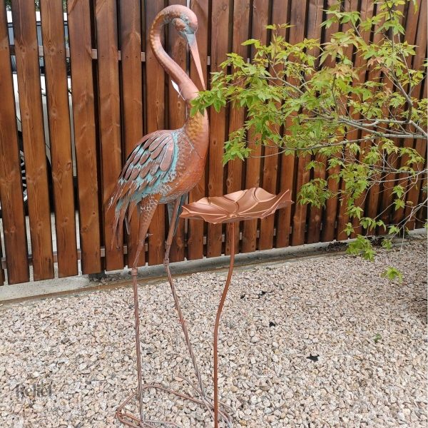 Statue métal grue, pièce maîtresse pour extérieur