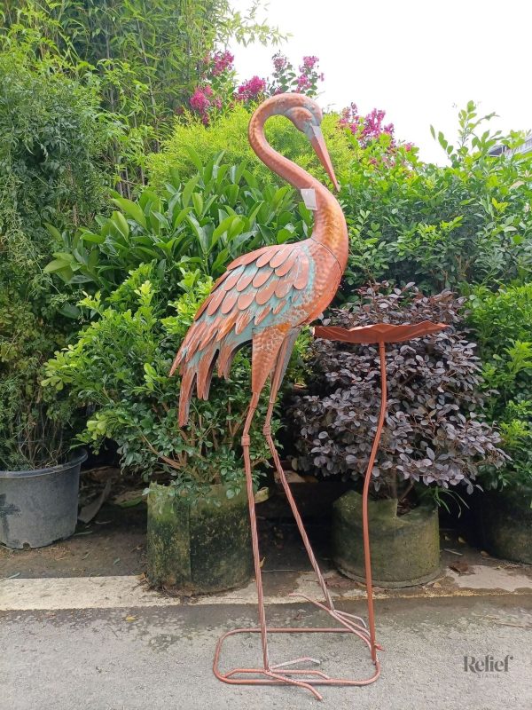 Oiseau grue en métal, 106 cm de design unique