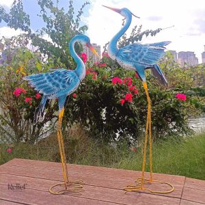 Statue grue en métal 110/114 cm, décoration extérieure