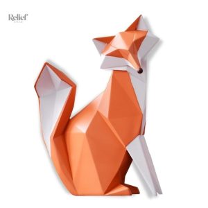 Statue Origami Renard Blanc Foxy, design élégant et moderne